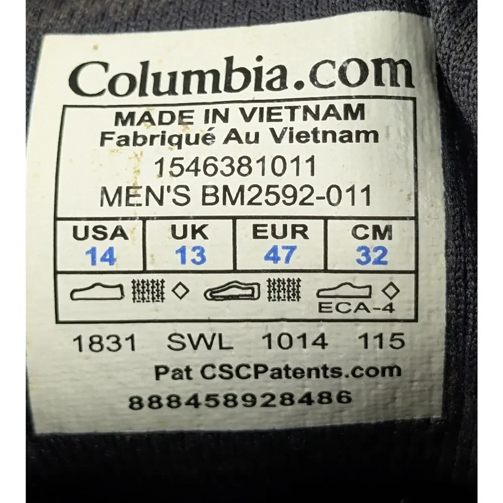 Columbia Mens Powervent PFG Gray Outdoor Trail Sneakers Shoes BM2592-011 Size 14